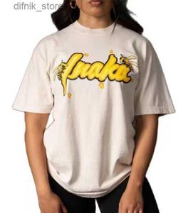 여자 티셔츠 패션 디자이너 Inaka Powers New Summer Cotton Loose Crew Collar 패션 기질 100 경기 남성 및 여성 티셔츠 Y240420