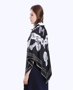 FashionNew Twill Silk Scarf Women Skull Key Printing Squur Squur Scarves Fashion Lap Femd Large Hijab Shawl Neckerchief 130130CM1763017