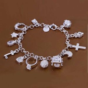 Kette Hot Sale Valentine Geschenk Charme Silber Farbe Schmuck Mode Armbänder süße Frauen Lady Hochzeit Charme kostenlos Versand Y240420