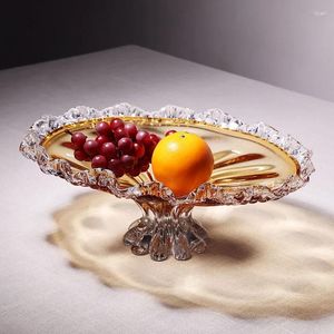 Plates Home High-grade Tray For Decoration Light Luxury Creative Fruit Plate Modern Crystal Glass High Foot Candy El Ornaments