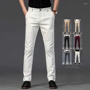 Erkek pantolon bahar iş düz çizgili rahat yüksek kaliteli İngiliz moda yumuşak elastik pantolon siyah beyaz haki gri