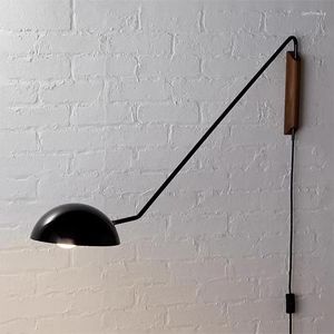 Wall Lamps Swing Dome Light Nordic Long Arm Black And Gold Lights For Living Room Dining Modern Bedroom Bedside