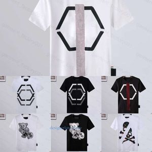 Designer Mens Skull Diamond T camicie a manica corta Brand Spring and Summer High O Neck Quality Skulls Tshirt Tees Phillip