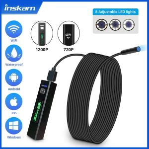 Cameras 1200P WiFi Endoscope Camera Waterproof Inspection Snake Mini Camera USB Borescope for Car for Iphone & Android Smartphone