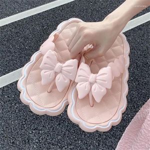 Slippers Outside On Beach Cute Black Indoor Open Toe Home With Bow Flat Flip Flops Kawaii Shoes Slides House Luxury Casual Pvc Original F