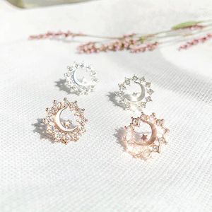 Stud Ohrringe koreanische Stil Damen Crystal Moon Star Ohrhöhe Bijoux für Frauen Hochzeit Schmuck Fashion Bling Ohrring Großhandel