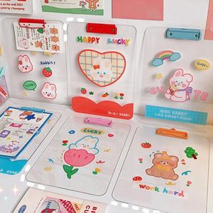 A4 File Folder Urklipp KAWAII TRANSPARENT ACRYLISK Skrivande Pad Memo Clip Test Paper Organizer School Supplies Office Stationary 240416