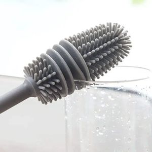 2024 Silicone Cup Brush Cup Scrubber Glass Cleaner Kitchen Cleaning Tool Long Handle Drink Wineglass Bottle Glass Cup Cleaning Brush for