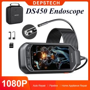 Cameras DEPSTECH Endoscope 1080P HD Dual Lens Inspection Camera 4.5" IPS Screen Industrial Borescope Digital Endoscope with 32GB Card