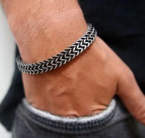 Bracelet Vnox Vintage Oxidized Cool Double Curb Bracelets for Men Stainless Steel Punk que Cubic Foxtail Chain Male Pulseira7855079