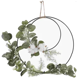 Decorative Flowers Door Wreath Decor Cotton Double Ring Wall Hanging Design Wedding Bouquet Decoration Cross-border Artificial