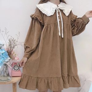 Casual Dresses Vintage Japanese 2024 Kawaii Lolita Cosplay Loli Dress Sweet Loose Robe Full Sleeve Cute Ruffles Harajuku Vestidos