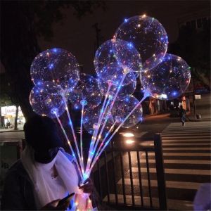 2020 Новые светодиодные воздушные шарики ночное освещение Bobo Bobo Многоцветное украшение воздушные шарики Свадебные декоративные ярко -светлые воздушные шары с палкой
