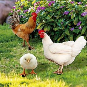 Decorações de jardim 3 PCs Chick Hen Ground Decoration Decoration Simulation Simulation Insert Frango