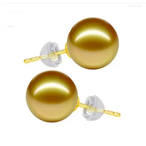 Studörhängen 11-12mm Natural Golden South Sea Pearl 14k Solid Gold Women Earring