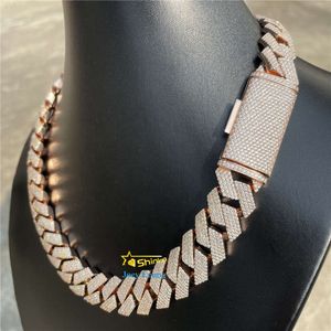 Passa Diamante Tester GRA Certificado Hip Hop Jóias Prata 925 Colar VVS Moissanite Diamond Solid Iced Out Chain Link Cuban