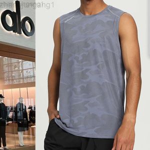 Desgruinador alooo yoga camiseta de cima vestido de homem curto homem masculino tanque mangas com fitness de fitness de fitness de fitness treino de basquete solto respirável verão