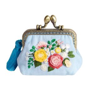 Pessas Diy Flowers Flowers Bordado Carteira para kits de bordado para iniciantes Cruz Stitch Series Artes Artesão Diy Coin Purse Materials Kit