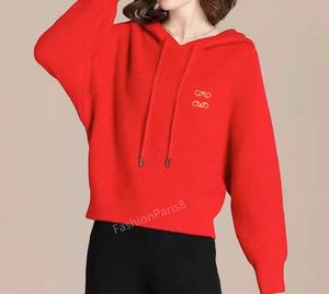 Designerski sweter damski jesienna loewees moda luźna wysokiej klasy szczupła fit golarka długie rękawowe pullover z kapturem sweter z dzianin