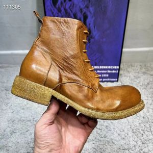 Botas de couro genuíno macio Botas de tornozelo de tamanho grande homem vestido sapatos de vestido preto amarelo macho tapu de toe de sapatos vintage p30d50