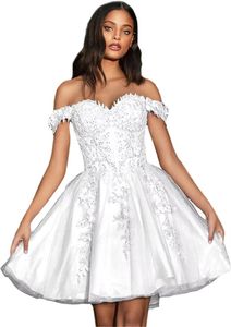 Short Homecoming Dresses Flowers Appliques Beading Sweetheart Lace-up Ball Gown Tulle Plus Size Graduation Dresse Party Prom Formal Evening Gown Hc18