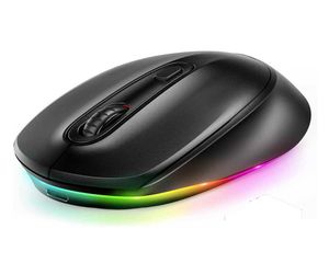 Myszy Seenda Bluetooth bezprzewodowe myszy ładowne światła 24 g myszka z LED Rainbow Lights for Computer Laptop Android Mac Wind5542560