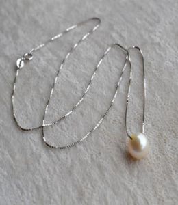 One Pearl Necklace9mm Ivory Round Freshwater Pearl 925 Sterling Silver Chain Necklace18inches7401016