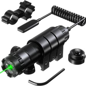 Scopes Tactical Hunting rot/grüner Laserpunkt Sehansicht einstellbar 532 nm roter Laserzeiger Gewehrgewehre Wehrlaufbahn -Schiene Druckschalter Berghalterung