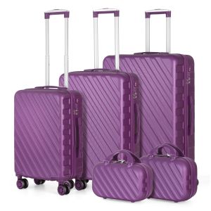 Set 5st Bagage Set med TSA Lock Cosmetic Suitcase Travel Suitcase Suit Portable Boarding Bagage med 360 graders SIPNNER -hjul