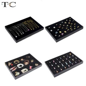 Black Velvet Jewelry Trays Series Necklace Display Holder Ring Earring Tray Showcase Pendant Watch Display Tray Jewelry Boxes 240408