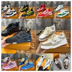 Luxurys Designer skate sneaker Shoes Men Luxury Sneaker Trainer Virgil Calfskin High quality Letter Overlays Leather Platform Low Sports Sneaker Casual shoes