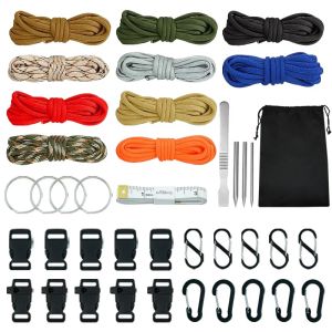 Pulseiras 10 cores 5m 550 kits de corda Paracord Crafting Combo Survival Cordão de pára -quedas Fazendo colarinho de pulseiras paracord