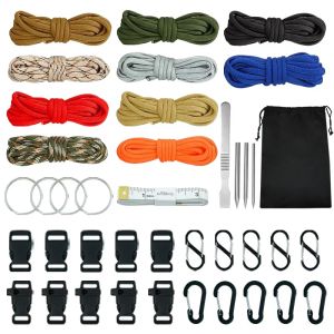 Bilezikler 10 Renk 5m 550 Paracord Halat Kitleri Combo Hayatta Kalma Paraşüt Kablosu Yapım Paracord Bilezikler Landards yaka