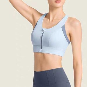 Lulemen Tops Shorts New Color Block Front Zipper Sports Outwear Bra Yoga Pilates Fitness Tank Top för fritidsövning