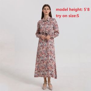 AP 2024 여름 여성 패션 플로럴 드레스 라이닝 레이디 옷 소매 소음기 우아한 비스코스 및 린넨 소프트 240420