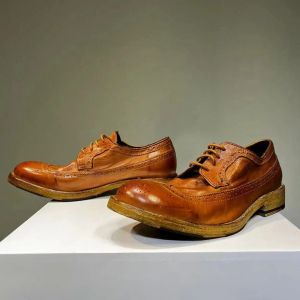 Männer Freizeitschuhe echte Leder Schnürschnüre handgefertigt Retro Brogue Männer Business Schuhe P30D50