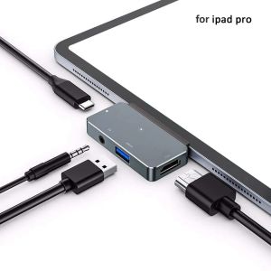 Hubs USB Typec Hub Adaptörü USBC PD Şarjı ile Hub Adaptörü USB 3.0 3.5mm kulaklık jakı HDMicompatible iPad Pro MacBook Pro/Air için