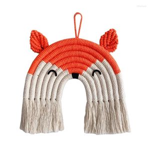 Dekorativa figurer Nordiska handvävda makramtacken Tapestry Cotton Rope Animal Wall Hanging Pendant Kids Room Nursery Decoration Home Ornament