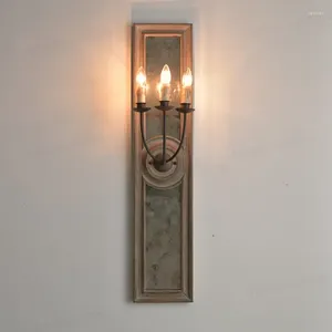 Lampa ścienna Vintage Glass Lighting z retro drewnianym materiałem dużym dla willi el dekoracyjne lustro