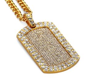 Moda Hip Hop Jewelry Designer Men Iced Out Pingente Colar Rhinestone Full 18K Gold Bated Dog Silver Chain Longa Punk Rock Mens Colares8768514