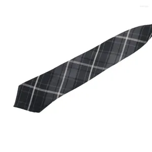 Bow Ties Vintage Grey Checkered Pre-bundna slips Polyester Silk Slips Japan College School Uniform JK Bowtie Formal Neckwear