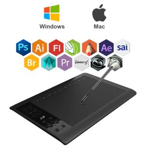 Tabletter 10monar 1060plus 10x6 tum Digital grafisk tablett för att rita anime 8192 Level BatteryFree Pen Support Android/Windows/Mac OS