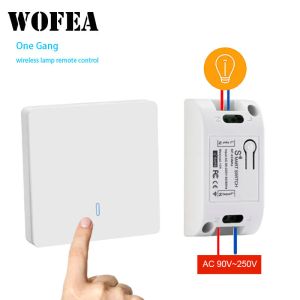 Control Wofea 433Mhz Universal Wireless Remote Control Smart Light Switch LED Push Button Switch AC90~250V 10A 1CH Relay controller for