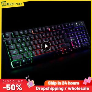 Gaming Membrane Keyboard Wired 104 Keys With LED Backlit Waterproof Electronic For Computer Laptop Gamer 240418