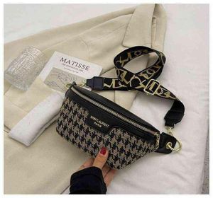 Wondooth Plaid Women Wom Waist Bag Canvas e PU Pack Fring Fanny Ladies Wide Cint Crassbody Tested Brand 2205276916545