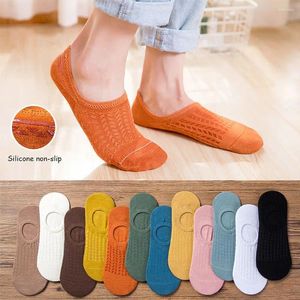 Women Socks 10Pairs/Set Solid Color Mesh Slipper Summer Spring Silicone Non-slip Invisible Ankle Boat