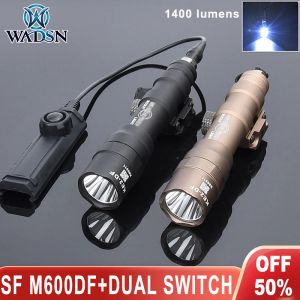 SCOPES WADSN TATTICALE 1400LUMEN SF M600DF Flashlight set con interruttore a pressione a doppia funzione potente Luce scout di caccia Fit 20 mm Rail