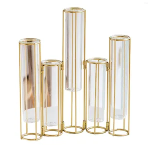 Vases Hinged Flower Vase Test Tube Set With Stand Terrarium Folding Glass For Table Centerpiece Home Desktop Decor