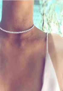 KMVEXO Simple Design Crystal Beads Choker Halsband Kvinnlig uttalande Halsband Sparkly Rhinestone Chocker Wedding Jewellery 2019 G1216779378