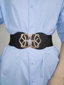 Belts High Quality For Women Black Waist Elastic Ladies Band Round Buckle Decoration Coat Sweater Fashion Dress White